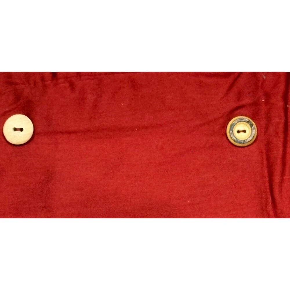 Red Euro Sham 4 Faux Wood Button Closure Replacement Pillowcase Rustic Farmhouse